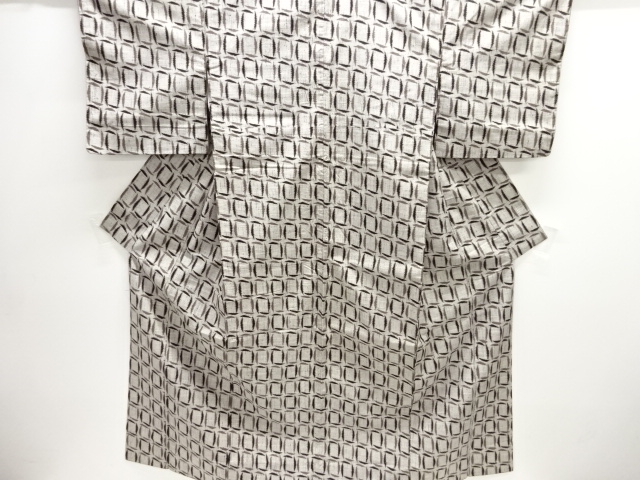 アンティーク　抽象模様手織り紬着物